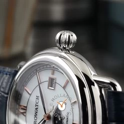 Aerowatch 1942 77983-AA02-BR-BLEU 1942 Moon Phase Watch -Professional Watch Store aerowatch 77983 aa02 br bleu 1942 moon phase 15192373